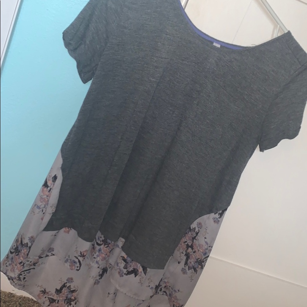 Gray flowy floral top